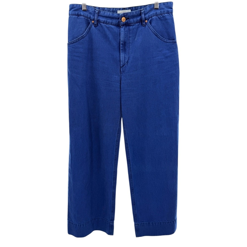 Isabel Marant Etoile Blue Wide Leg High Rise Jeans Size 42 Cotton Luxury Denim